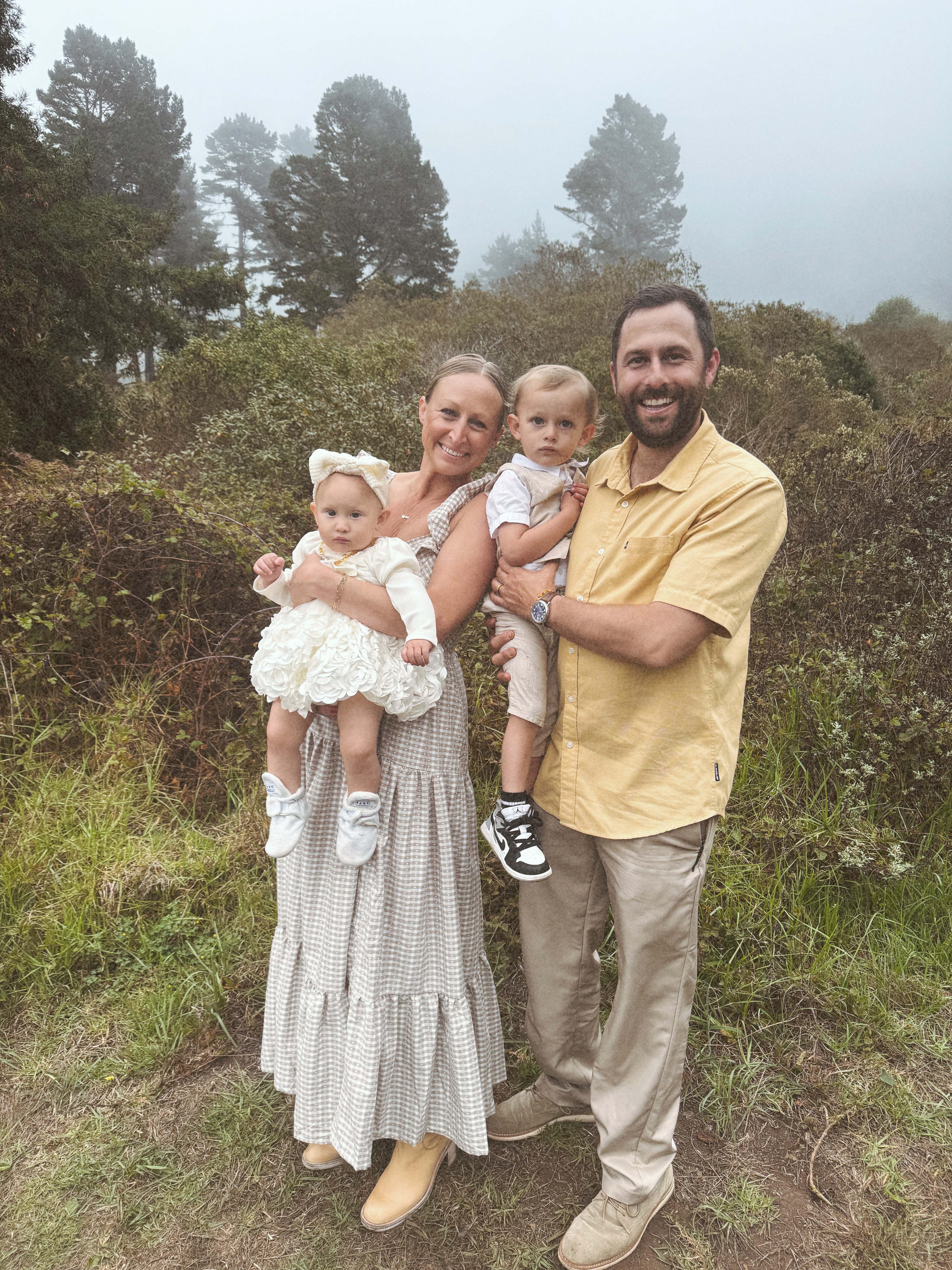 Billy Landis with his wife and two kids in Lake Tahoe