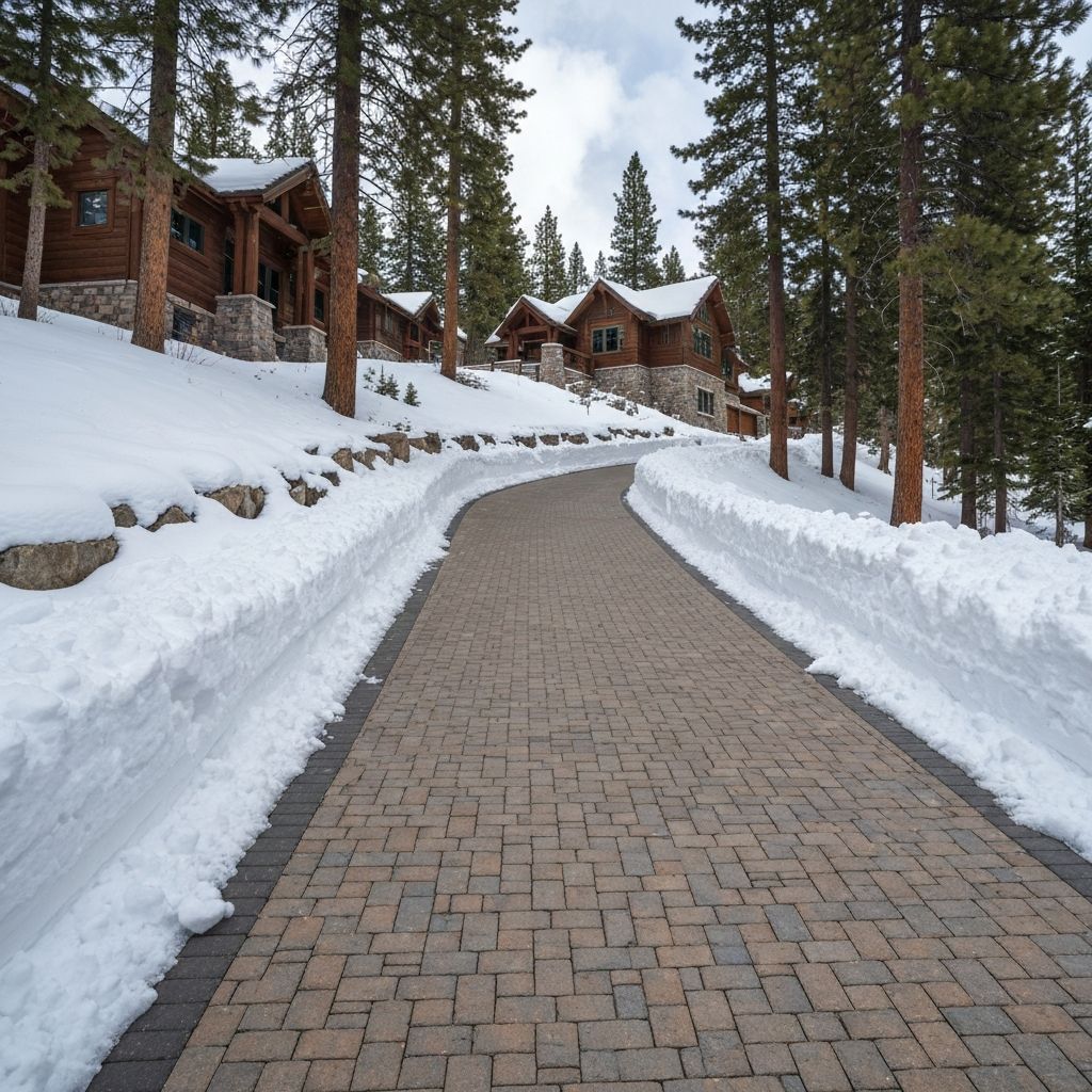 Snow-melt driveway cleared in winter