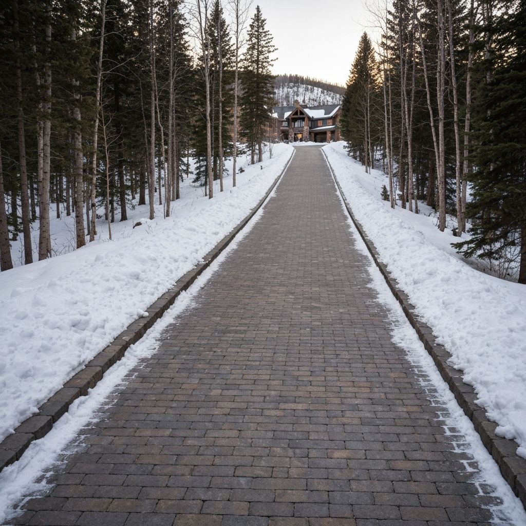 Steep mountain driveway with heated surface