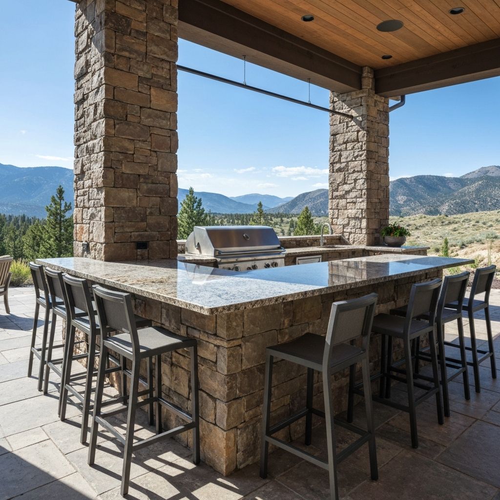 Stone outdoor kitchen island