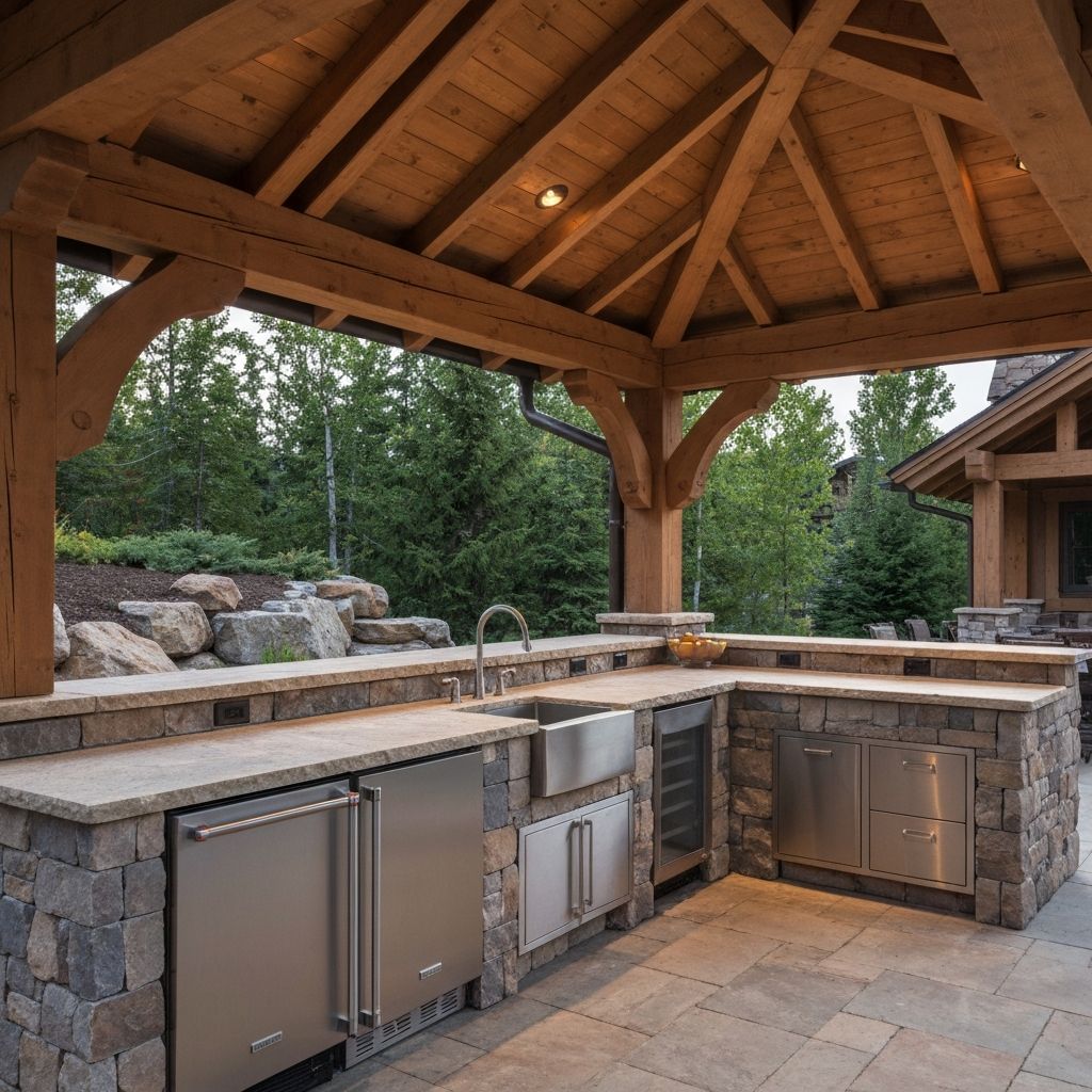 Covered outdoor kitchen prep area