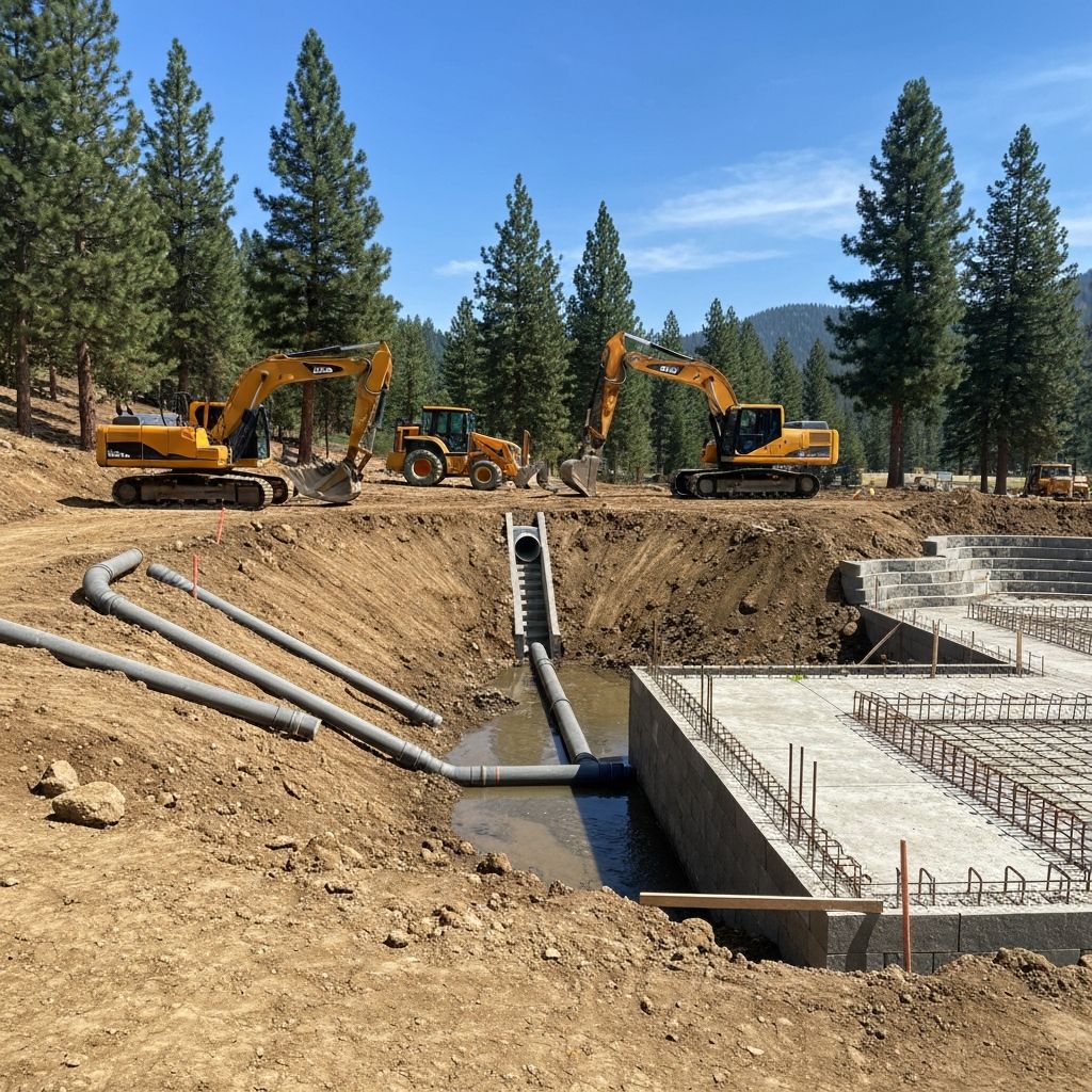 Grading, drainage, and hardscape construction