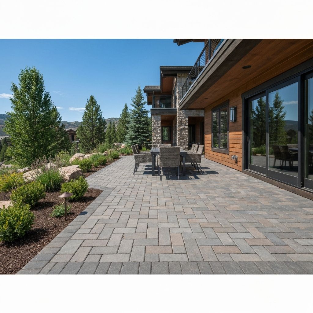 Paver patio with herringbone pattern