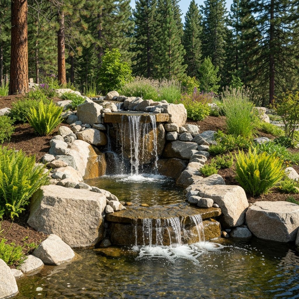 Pondless natural stone waterfall