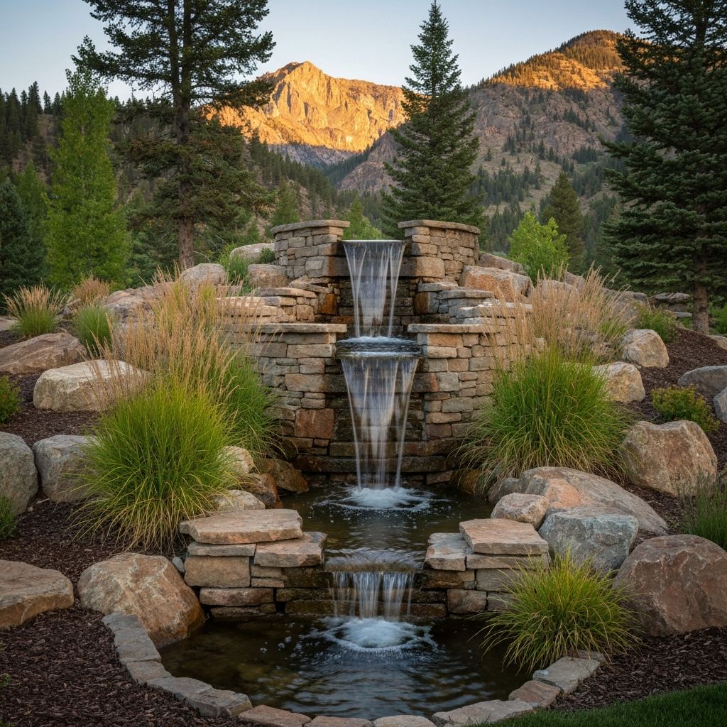 Natural stone spillway water feature