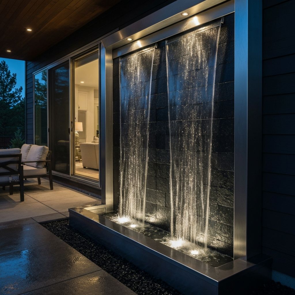 Modern architectural water wall fountain